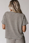 Ibiza Breeze Striped Top: Taupe Black