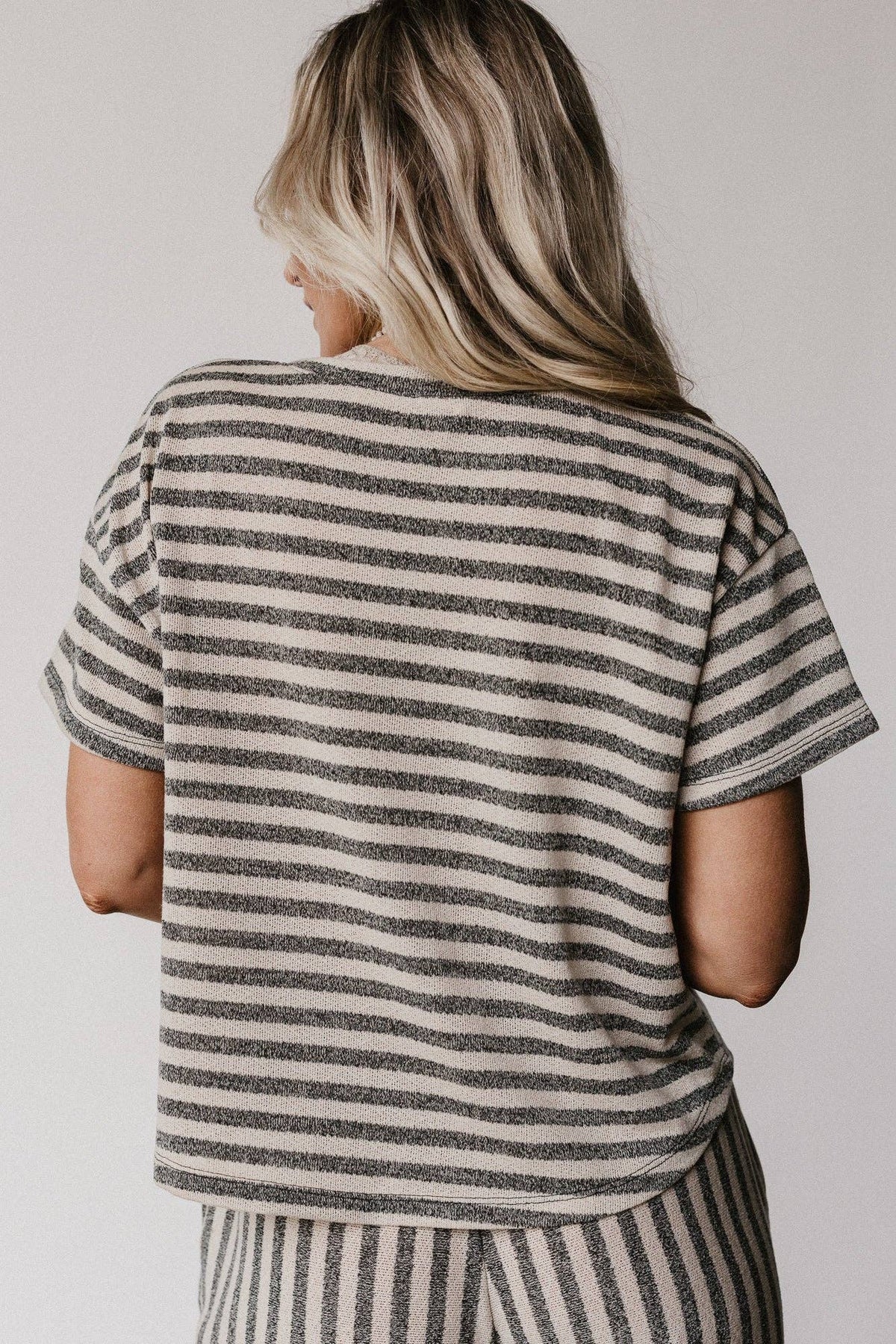 Ibiza Breeze Striped Top: Taupe Black