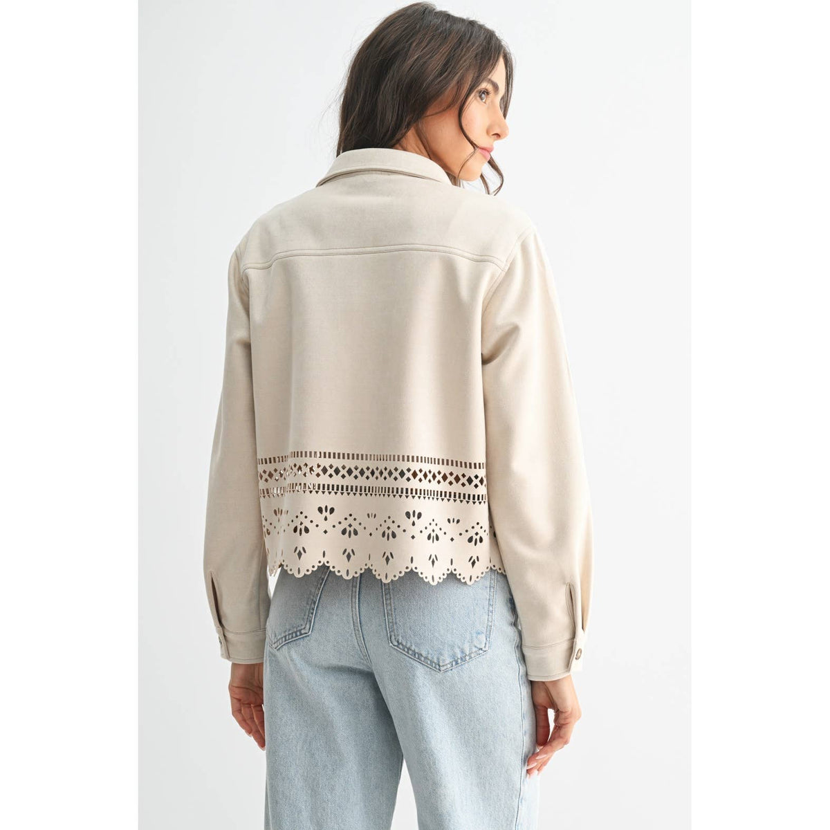 Lasercut Eyelet Detail Jacket
