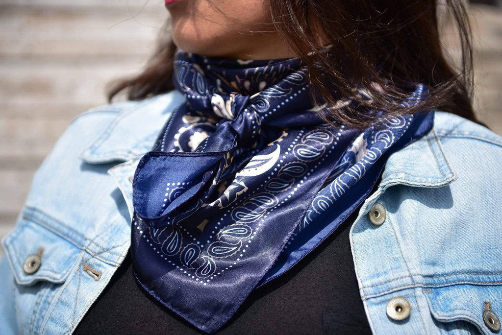 Blue and Cream Paisley Wild Rag - Western Scarf