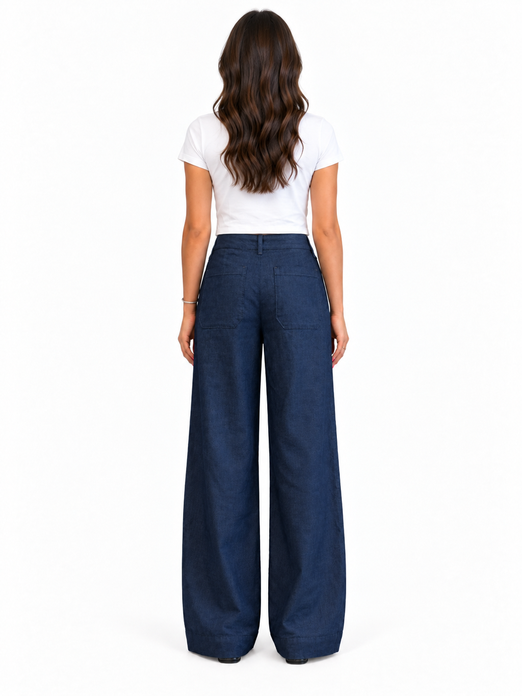 28" Petite Hemp Wide Leg Trouser Pant in Rinse