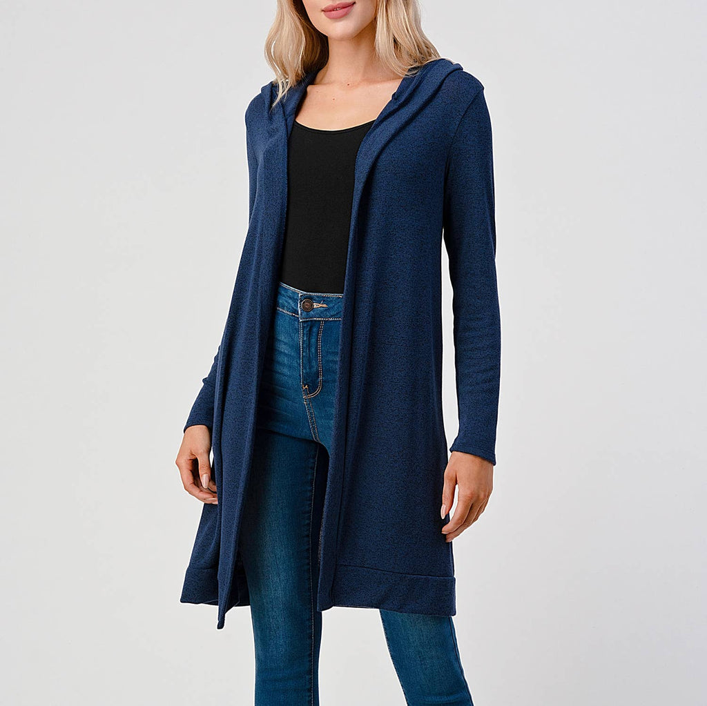 Hooded Open Front Knit Cardigan