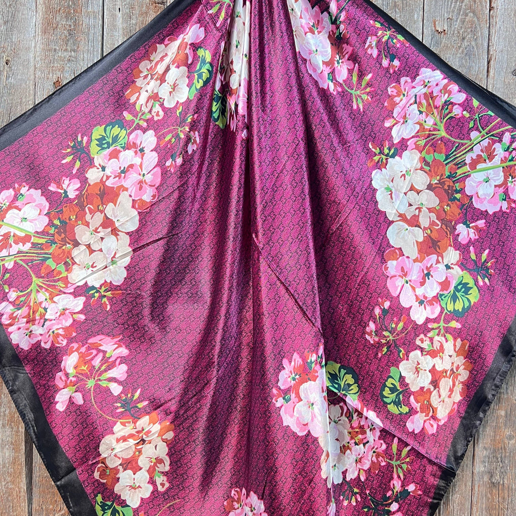 Dark Pink Cherry Blossom Wild Rag - Western Scarf