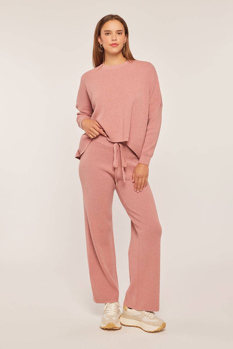 Waffle Textured Sweater Pants: Cranberry