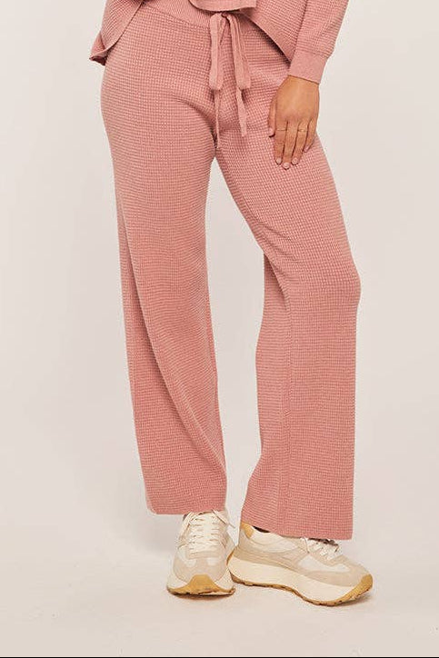 Waffle Textured Sweater Pants: Cranberry